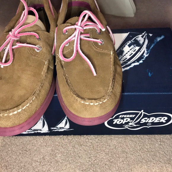 Sperry Tan and Pink Boat Shoes
